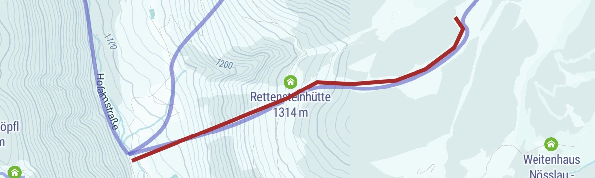 Route map: Backcountry Skitour am Fuße des Rötelstein